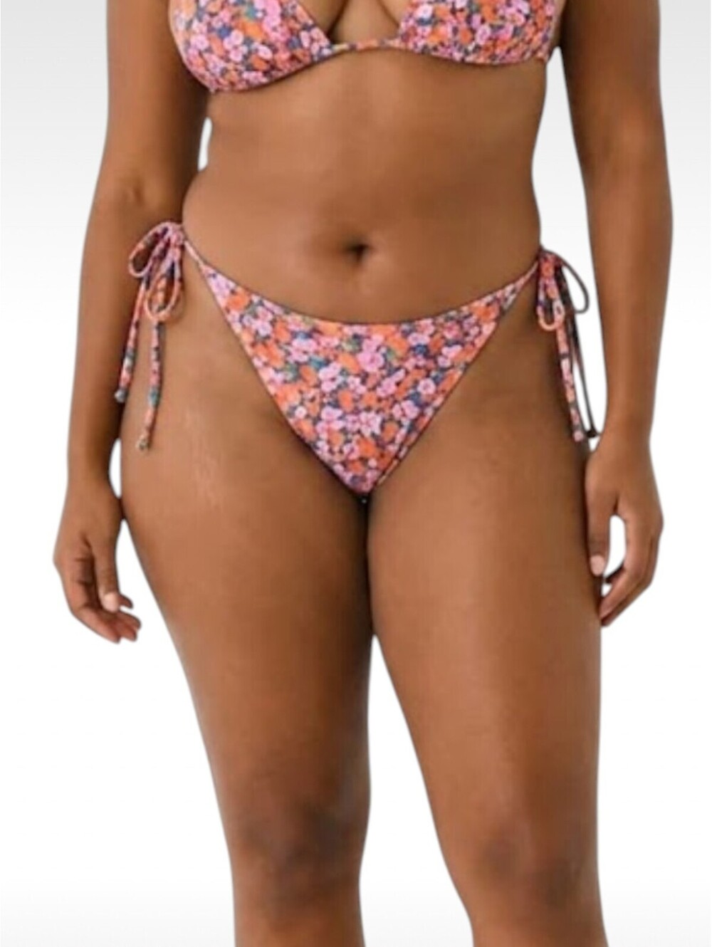NWT L*Space Levy Floral String Side-Tie Low Rise Bikini Bottom Swimwear Large